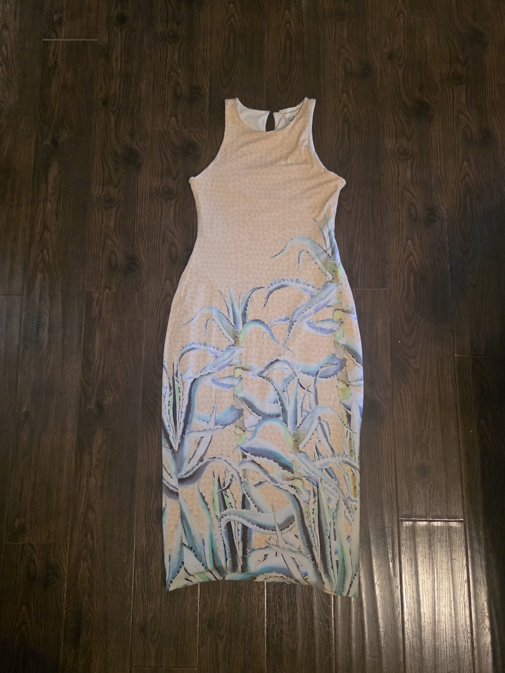 Mara Hoffman Cream Maxi Dress with Blue-Green Geometric & Floral Print